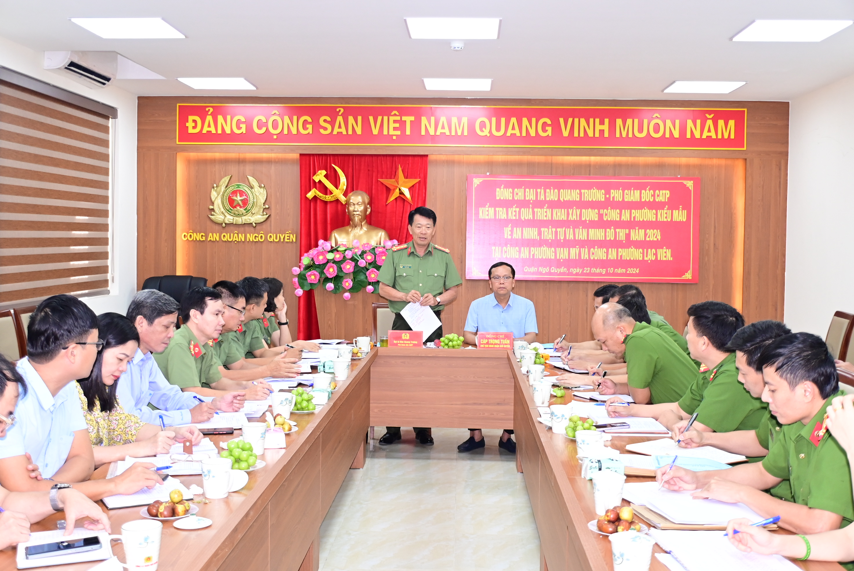 Kiểm tra kết quả triển khai xây dựng “Công an phường kiểu mẫu về an ninh - trật tự và văn minh đô thị” tại quận Ngô Quyền và Hải An